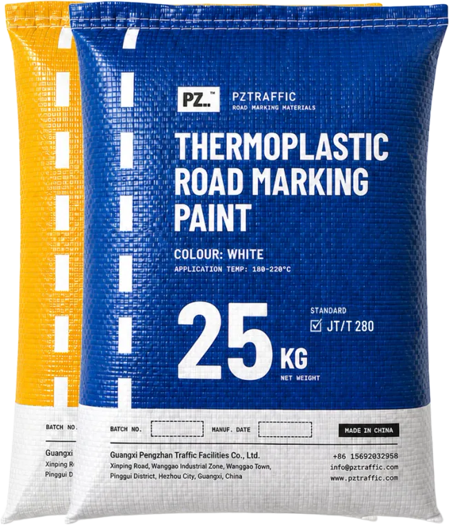 PZTRAFFIC 25 kg bags of JT/T 280 thermoplastic road marking paint, white and yellow